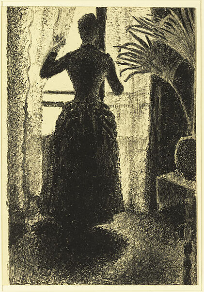 Woman at the Window: Initial Conception for the painting, "Sunday", Paul Signac (French, Paris 1863–1935 Paris), Lithograph