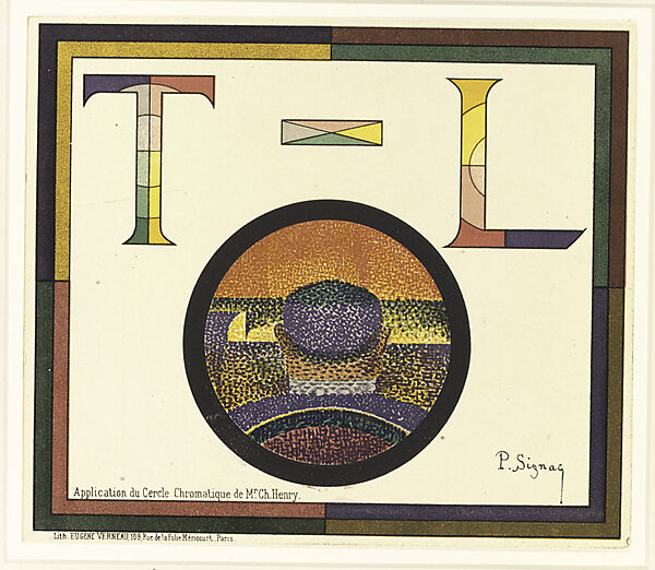 Application of Charles Henry's Chromatic Circle; Théâtre-Libre playbill of January 31, 1889, Paul Signac (French, Paris 1863–1935 Paris), Color lithograph on heavy wove paper