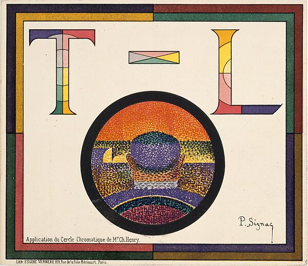 Application of Charles Henry's Chromatic Circle; Théâtre-Libre playbill of January 31, 1889, Paul Signac (French, Paris 1863–1935 Paris), Color lithograph on heavy wove paper 