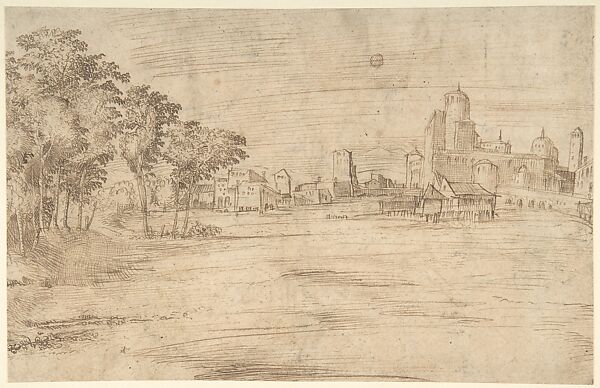 Landscape with Buildings (recto); Studies for a Flagellation (verso)