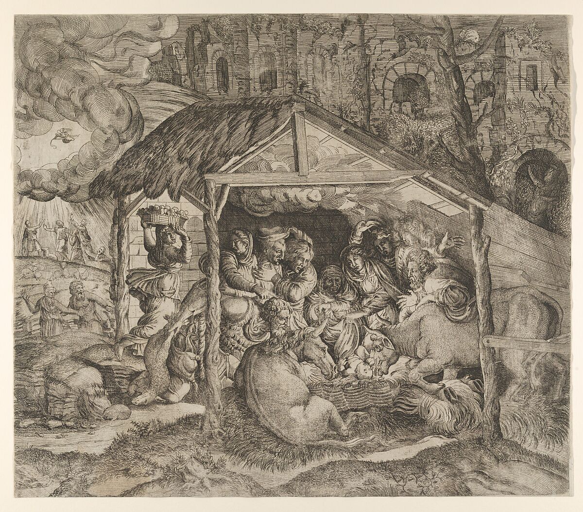 Nativity, Master IQV (French, active 1540–50), Etching 