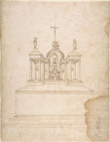 Design for a Tabernacle Surmounted by Christ on the Cross and Praying Figures (the Virgin and Saint John?)