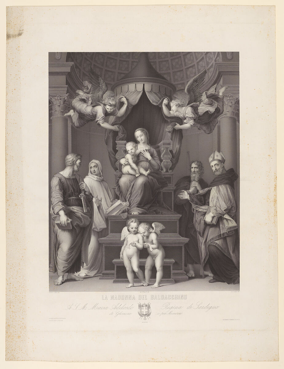 The Madonna and Child enthroned, surrounded by Saints Bernard, Peter, James and Augustine, Giovanni Fosella (Italian), Engraving