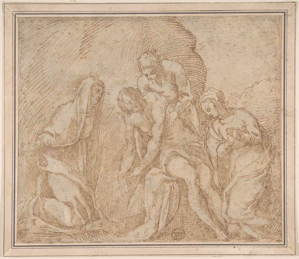 Entombment, Anonymous, Italian, 16th century (Italian, active Central Italy, ca. 1550–1580), Pen and brown ink 