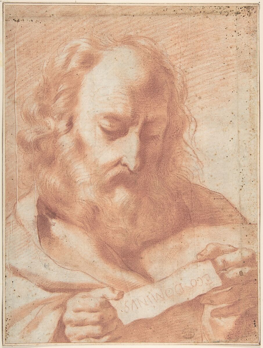 Man Reading, Anonymous, Italian, Roman-Bolognese, 17th century, Red chalk over some black chalk 