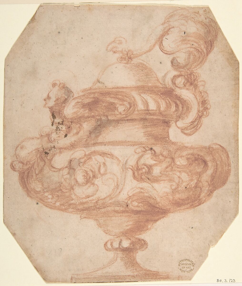 A Vase, Anonymous, Italian, 16th century (Italian, active Central Italy, ca. 1550–1580), Red chalk 