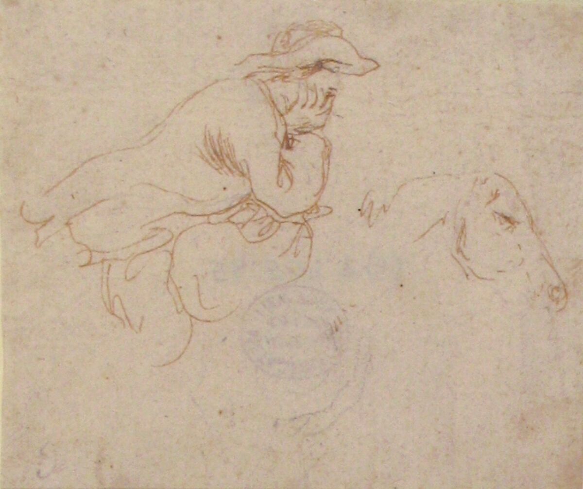Man on Horseback seen in Profile View Facing Right., Stefano della Bella (Italian, Florence 1610–1664 Florence), Pen and light brown ink