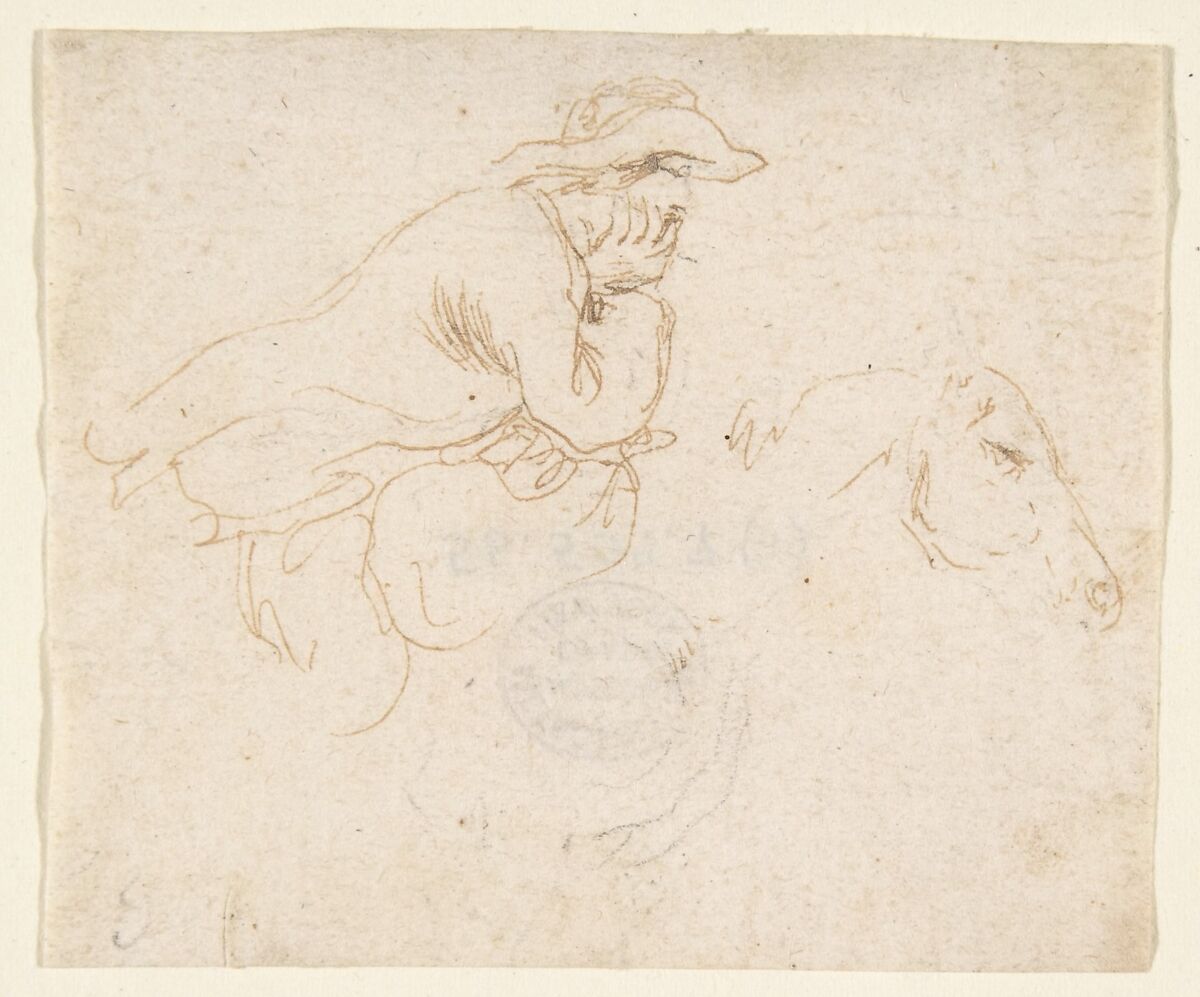 Man on Horseback seen in Profile View Facing Right., Stefano della Bella (Italian, Florence 1610–1664 Florence), Pen and light brown ink 
