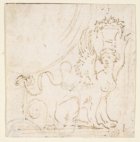 Ornamental Design with a Sphinx Bearing a Vessel on Her Head.