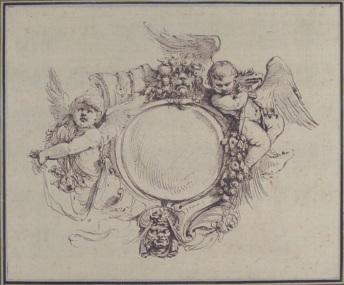 Design for a Cartouche with a Variant, Carlo Bianconi (Italian, Bologna 1732–1802 Milan), Pen and black ink