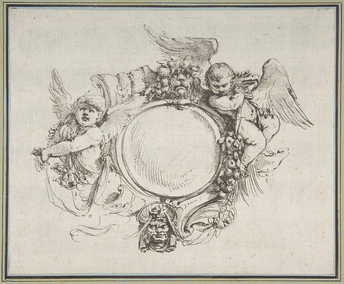 Design for a Cartouche with a Variant, Carlo Bianconi (Italian, Bologna 1732–1802 Milan), Pen and black ink 