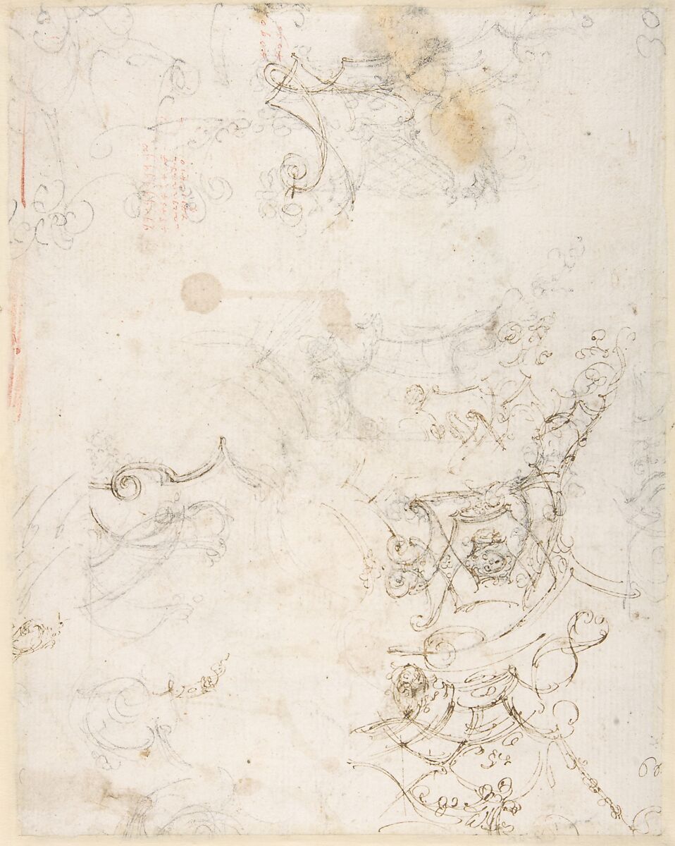 Sketch of a Palace Interior, Antonio Galli Bibiena (Italian,  Parma 1700–1774 Mantua (?)), Pen and brown ink over traces of black chalk or graphite