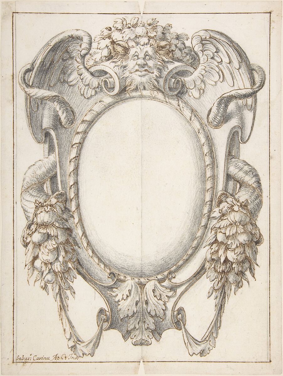 Design for a Cartouche for the "Raccolta di Cartelle Pubblicate per uso della Gioventù Studiosa" ., Sebastiano Cavina  Italian, Pen and brown ink over black chalk