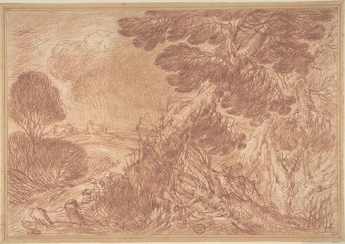 Landscape, Giovanni Larciani ("Master of the Kress Landscapes") (Italian, 1484–1527), Red chalk 