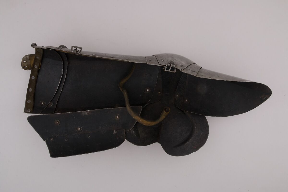 Pair of Thigh Defenses (Cuisses) with Knee Defenses (Poleyns), Steel, leather, Italian