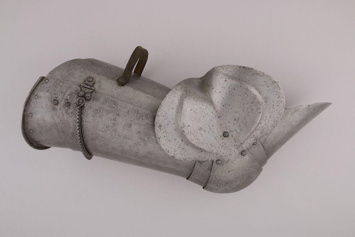 Pair of Thigh Defenses (Cuisses) with Knee Defenses (Poleyns), Steel, leather, Italian