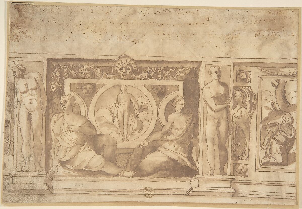 Frieze, Anonymous, Italian, 16th century (Italian, active Central Italy, ca. 1550–1580), Pen and brown ink 