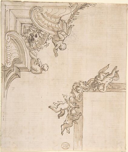 Anonymous, Italian, 17th century | Design for a Trophy with Sword and a ...