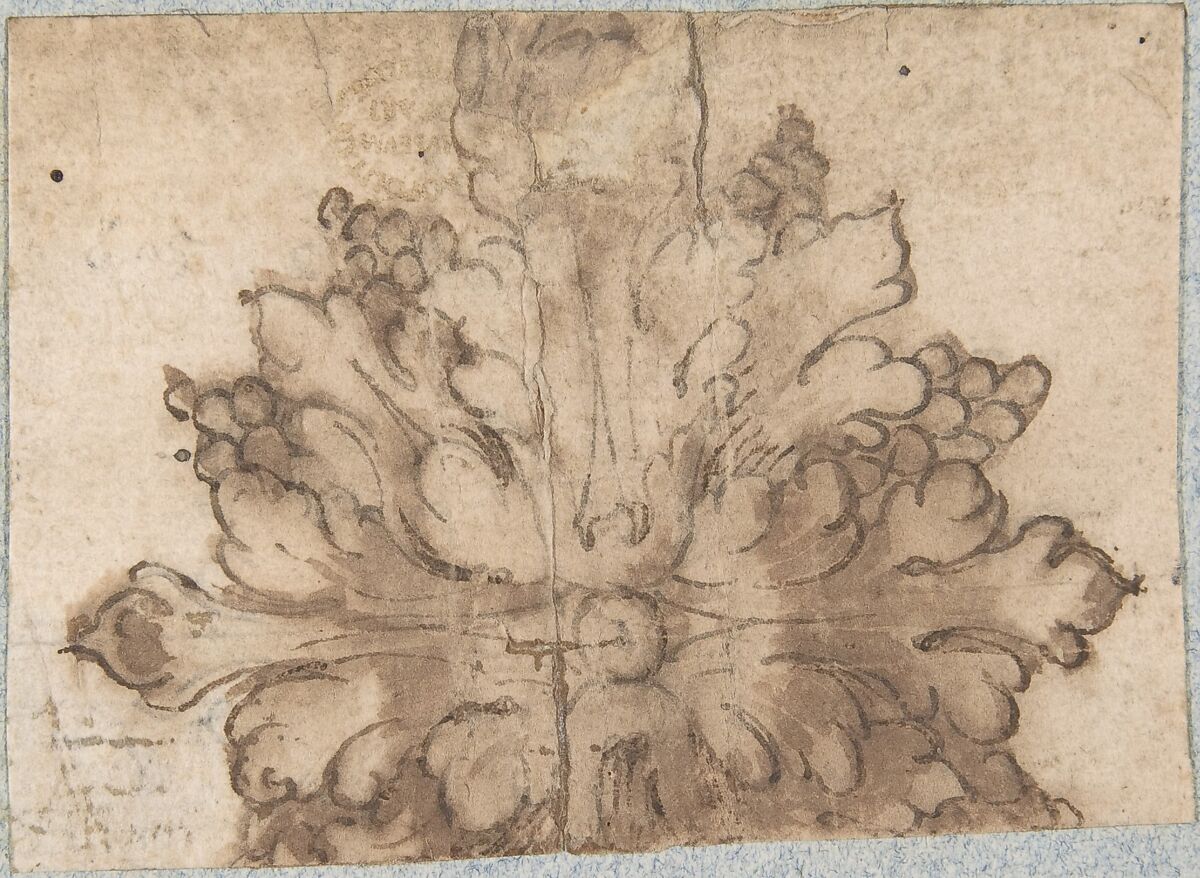 Architectural Detail, Anonymous, Italian, 16th century (Italian, active Central Italy, ca. 1550–1580), Pen and brown ink, washed 