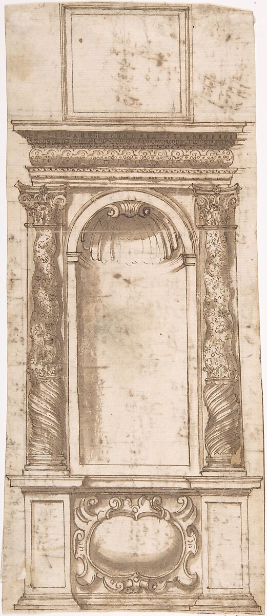 Niche, Anonymous, Italian, 16th century (Italian, active Central Italy, ca. 1550–1580), Pen and brown ink, washed 