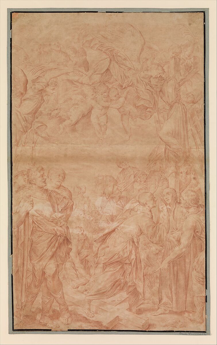 A Crucifixion, Anonymous, Italian, Venetian, 17th century, Red chalk 