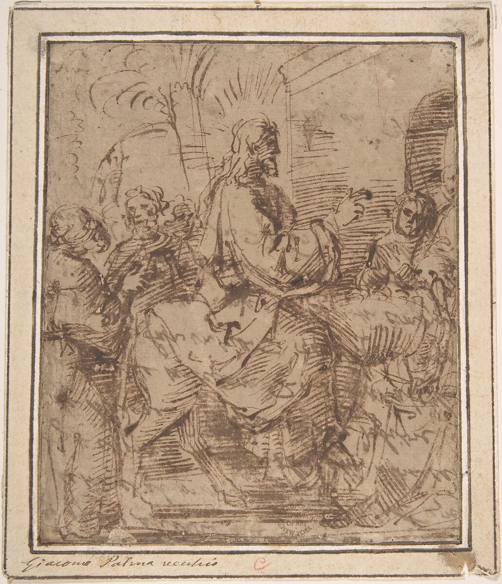 Christ's Entry into Jerusalem, Anonymous, Italian, Venetian, 15th to 16th century, Pen and brown ink on brown paper 