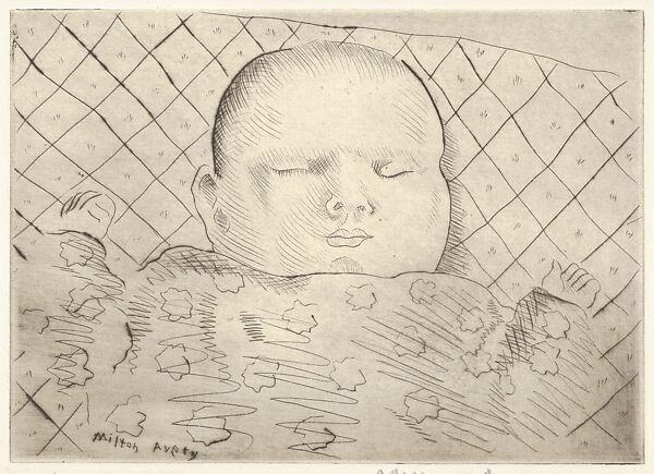 Sleeping Baby, Milton Avery (American, Altmar, New York 1885–1965 New York), Drypoint 