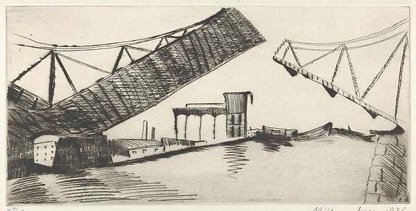 Drawbridge, Milton Avery (American, Altmar, New York 1885–1965 New York), Drypoint 