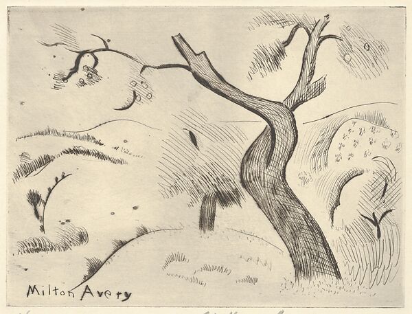 Twisted Tree, Milton Avery (American, Altmar, New York 1885–1965 New York), Drypoint 