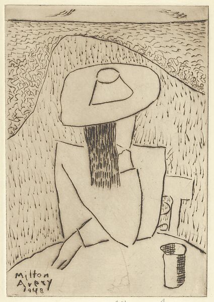 March at a Table, Milton Avery (American, Altmar, New York 1885–1965 New York), Drypoint 