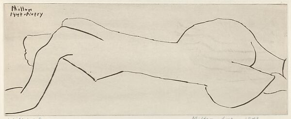 Nude with Long Torso, Milton Avery (American, Altmar, New York 1885–1965 New York), Drypoint 