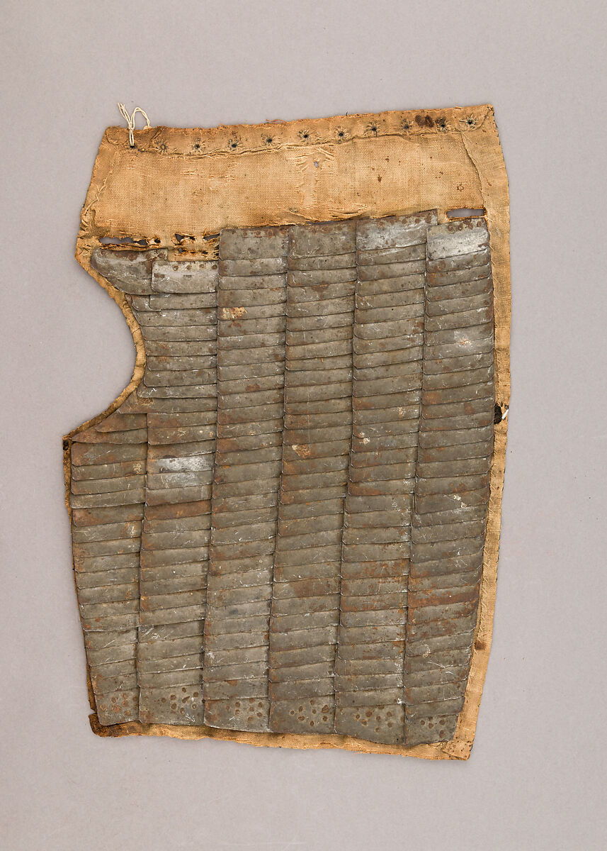 Part of a Brigandine (Right Thigh Defense), Tinned iron, textile, Italian