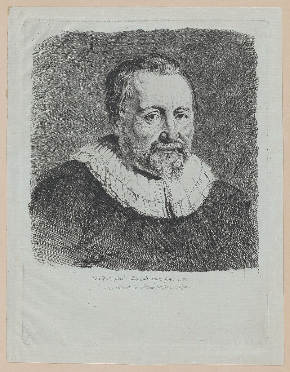 Portrait, after Van Dyck, Jean Jacques de Boissieu (French, Lyons 1736–1810 Lyons), Etching; fourth state of five 