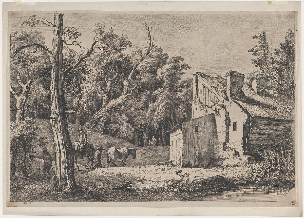 Entrance to the Forest of Brie with Cottage on the Right, Jean Jacques de Boissieu (French, Lyons 1736–1810 Lyons), Etching with drypoint; fifth state of five 
