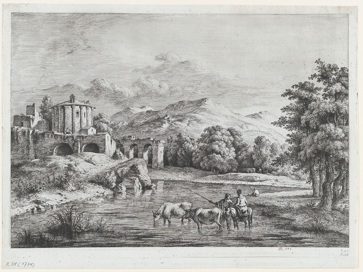 View of the Temple of Vesta, Jean Jacques de Boissieu (French, Lyons 1736–1810 Lyons), Etching; third state of three 