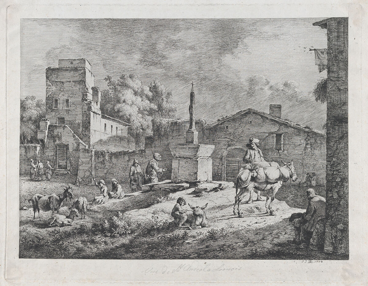 View of Saint-Andéol, Jean Jacques de Boissieu (French, Lyons 1736–1810 Lyons), Etching with drypoint; fourth state of four 