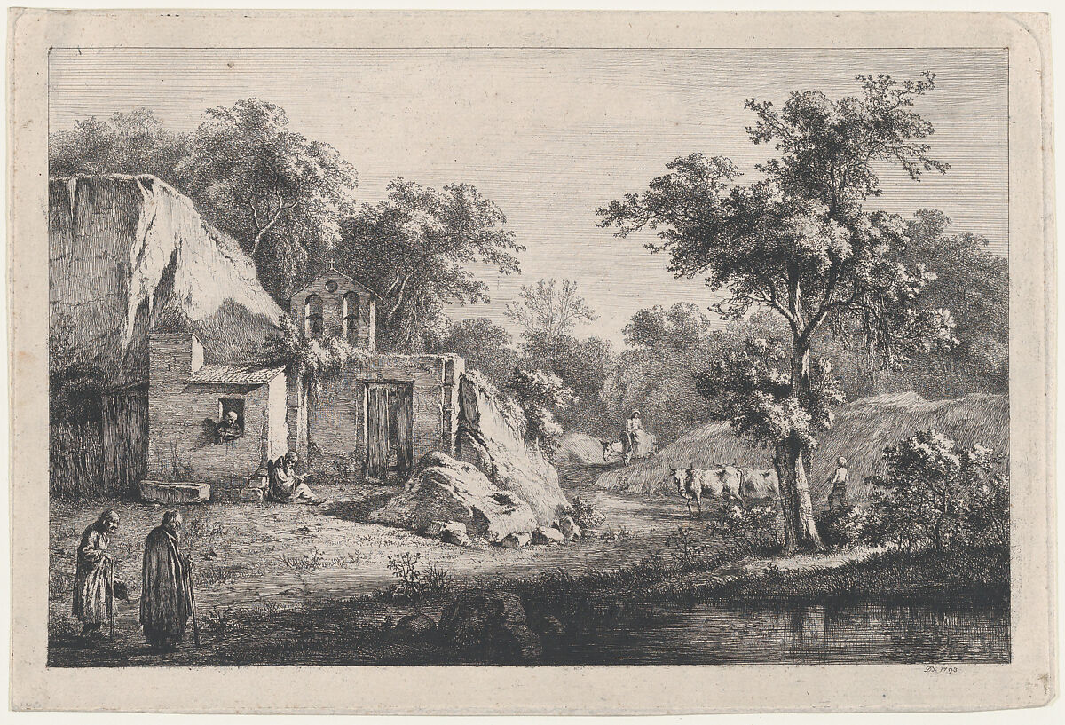 The Little Hermitage, Jean Jacques de Boissieu (French, Lyons 1736–1810 Lyons), Etching with drypoint and roulette; fifth state of five 