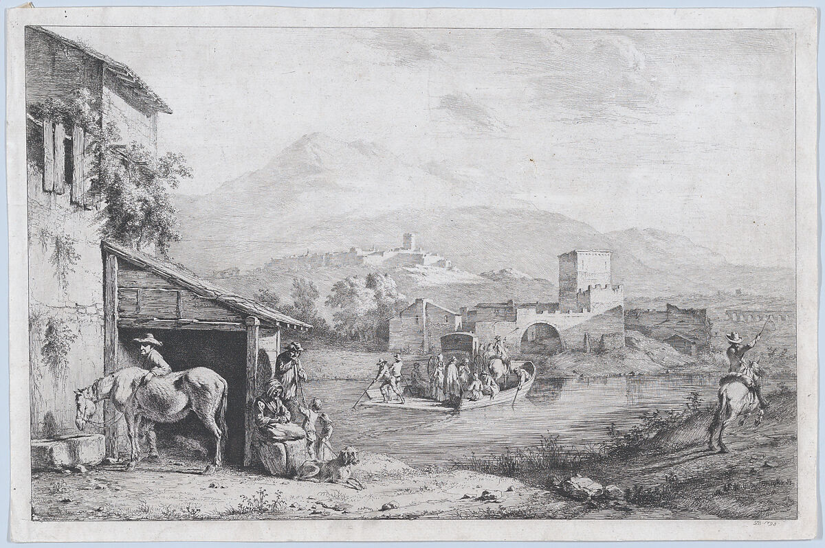 Garigliano Passage (Italy), Jean Jacques de Boissieu (French, Lyons 1736–1810 Lyons), Etching and drypoint with roulette; fifth state of five 