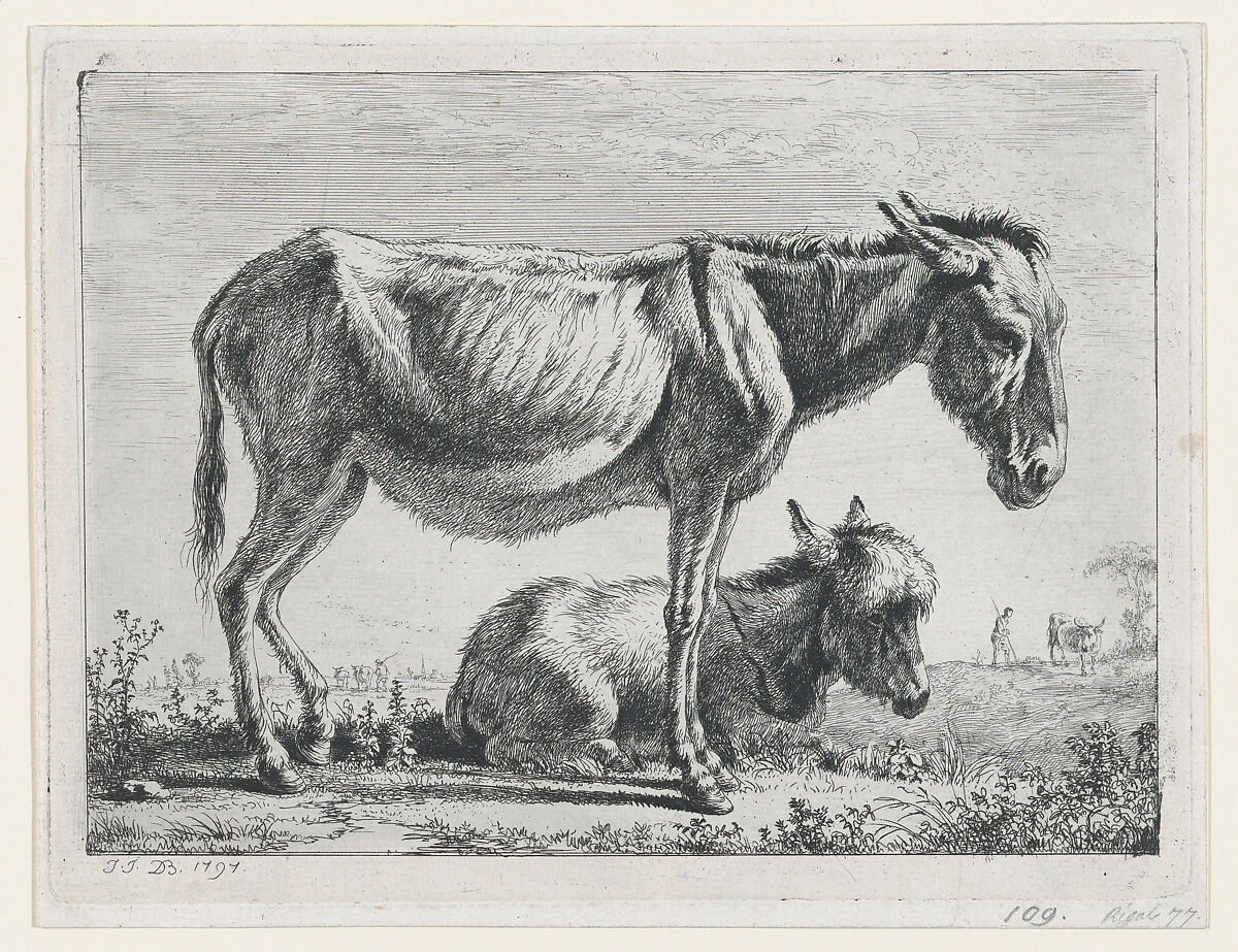 Jenny with its Foal, Jean Jacques de Boissieu (French, Lyons 1736–1810 Lyons), Etching; second state of three 