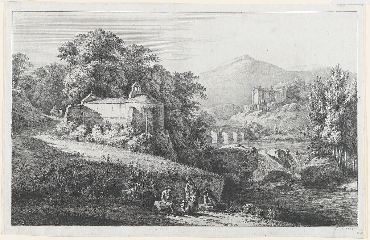 The Old Chapel at Châtillon-d'Azergues, Jean Jacques de Boissieu (French, Lyons 1736–1810 Lyons), Etching with drypoint and roulette; third state of three 