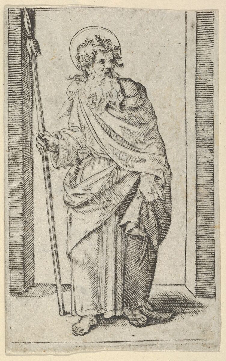 Saint Matthias, from "Piccoli Santi" (Small Saints), Marcantonio Raimondi (Italian, Argini (?) ca. 1480–before 1534 Bologna (?)), Engraving 