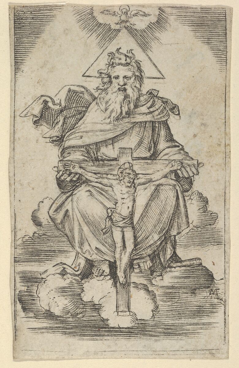 The Holy Trinity, Marcantonio Raimondi (Italian, Argini (?) ca. 1480–before 1534 Bologna (?)), Engraving 