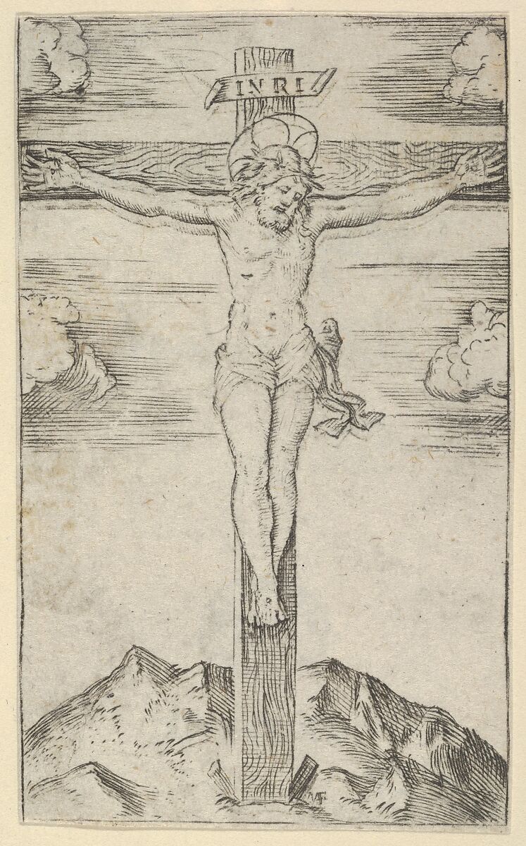 Christ on the Cross, from "Piccoli Santi" (Small Saints), Marcantonio Raimondi (Italian, Argini (?) ca. 1480–before 1534 Bologna (?)), Engraving 