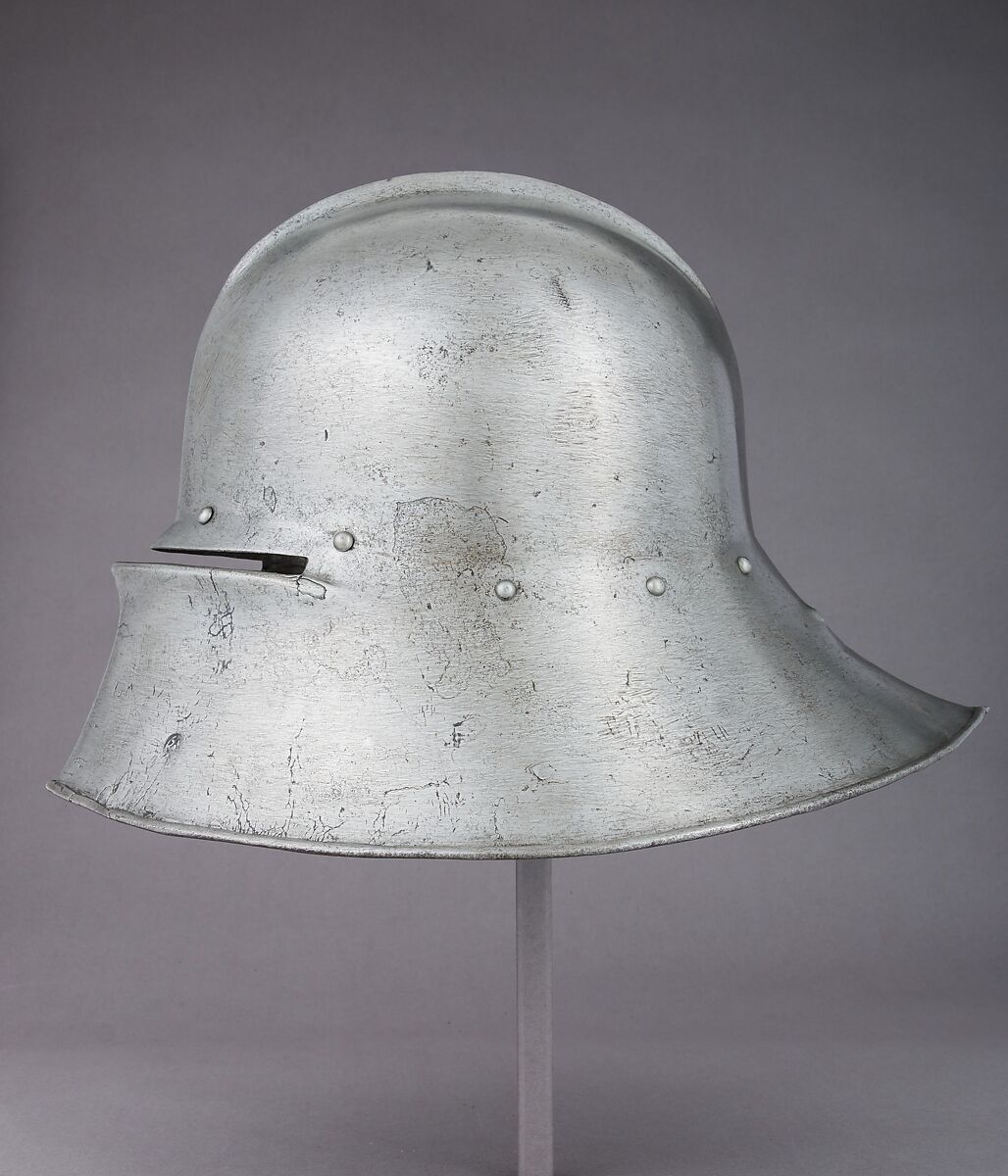 Sallet and Bevor, Steel, copper alloy, leather, German