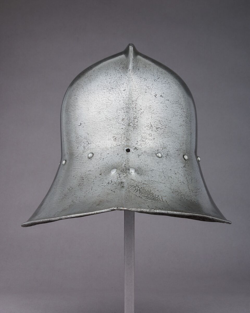 Sallet and Bevor, Steel, copper alloy, leather, German
