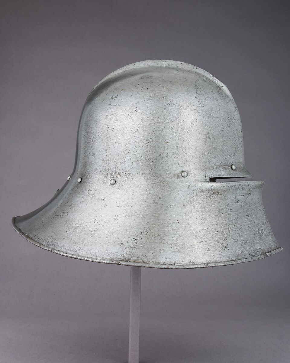 Sallet and Bevor, Steel, copper alloy, leather, German