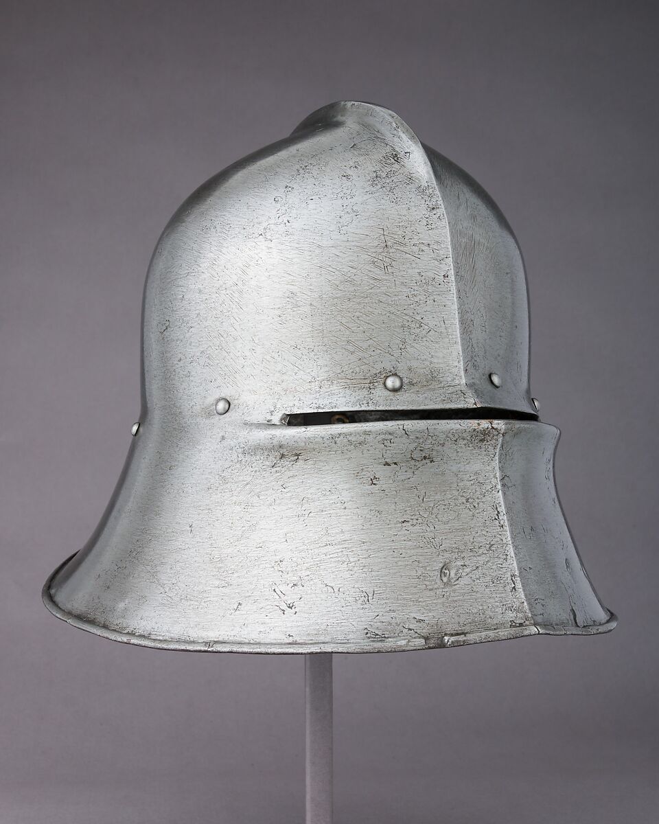 Sallet and Bevor, Steel, copper alloy, leather, German 