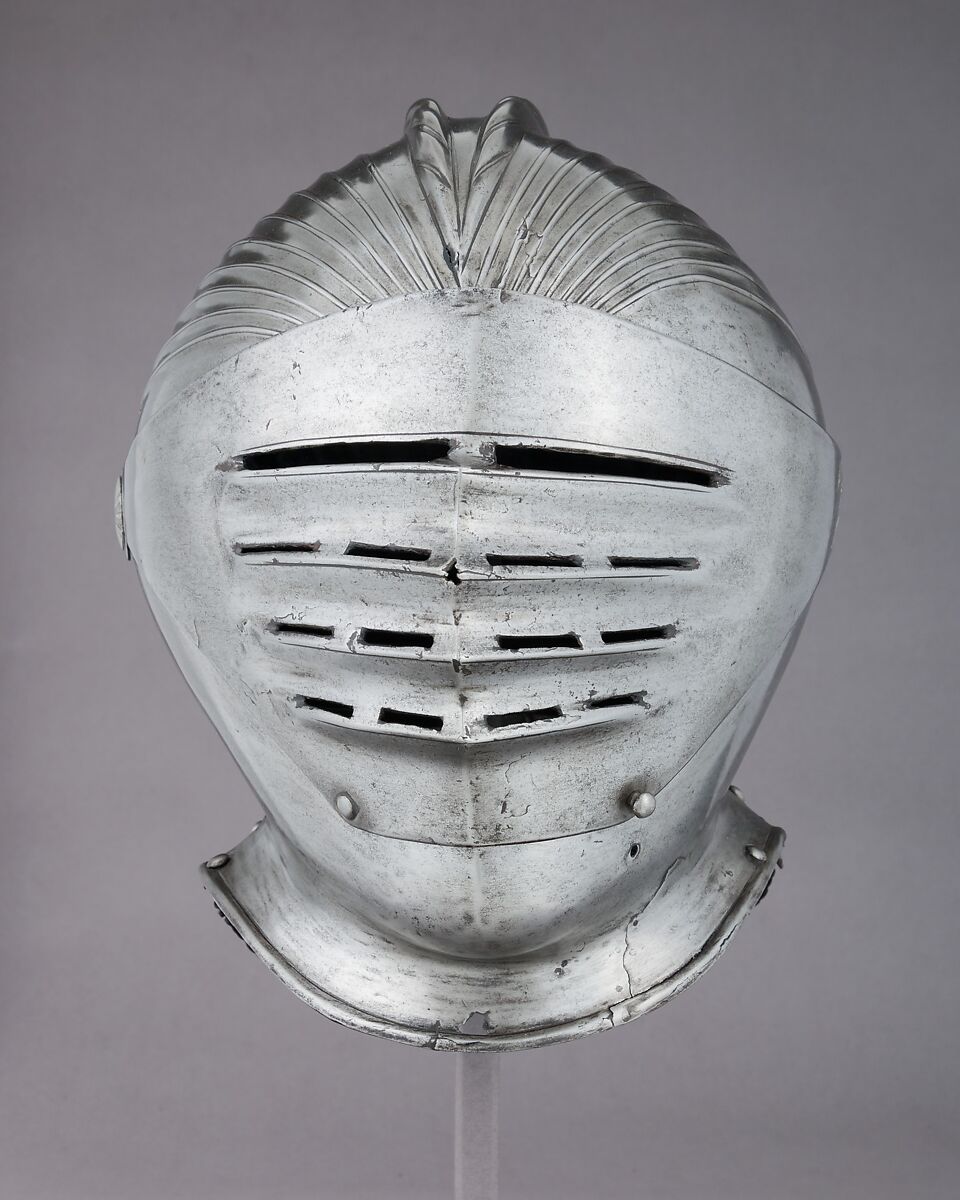 Double-Crested Maximilian Helmet, Steel, German