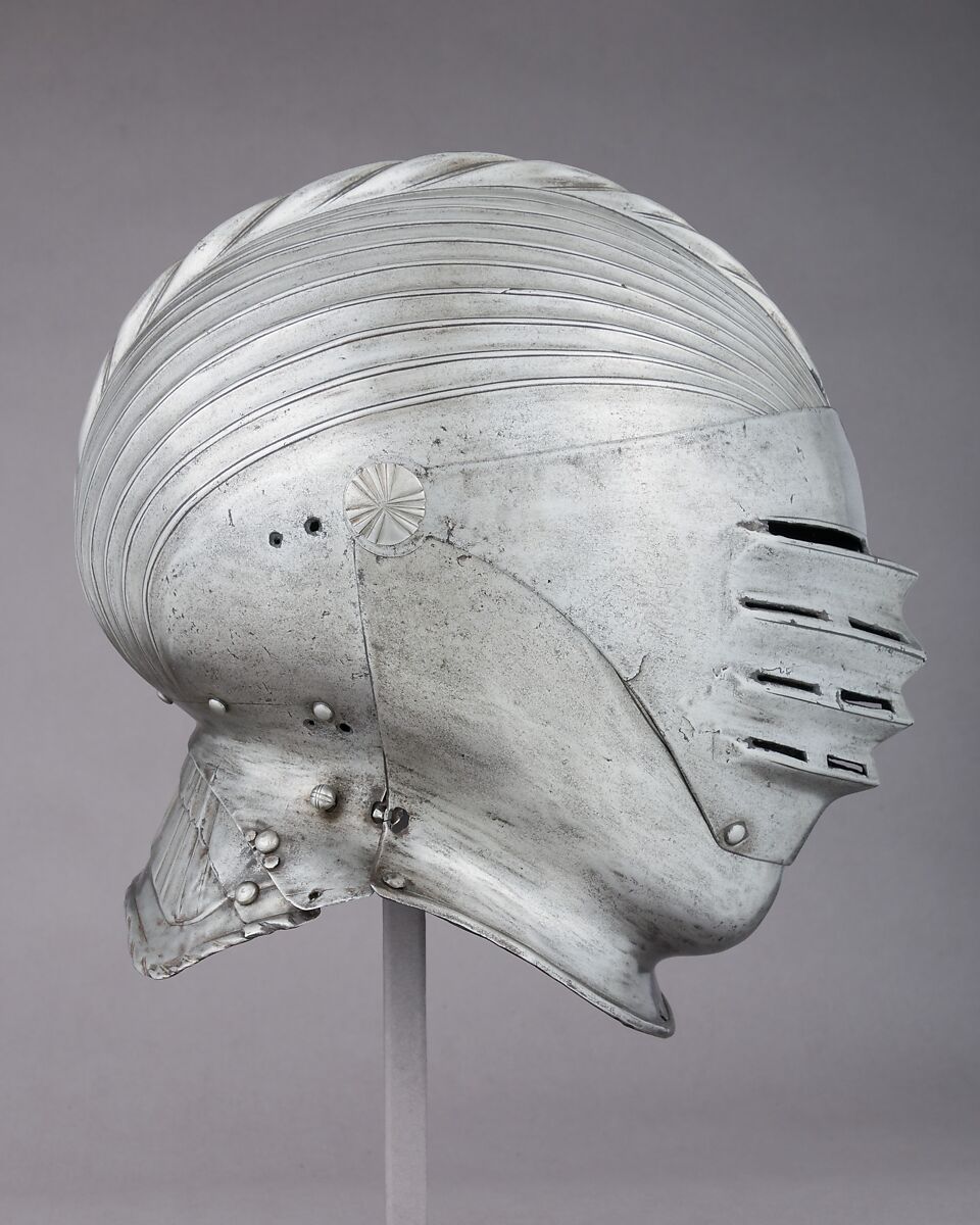 Double-Crested Maximilian Helmet, Steel, German