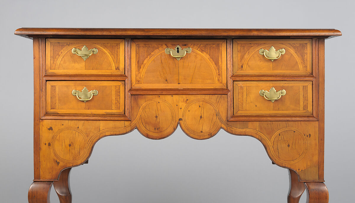 Dressing Table, Walnut, white pine, burl walnut veneers, mahogany; brass, American